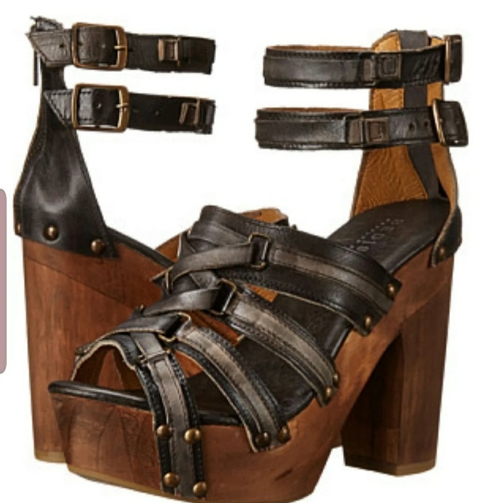 Bed stu platform  sandals black